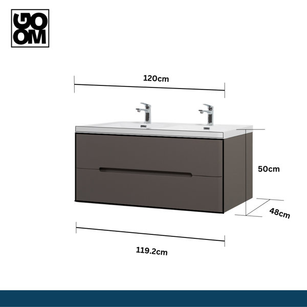 GOOM 120cm Wall Mounted Single Bathroom Vanity with Integrated Solid